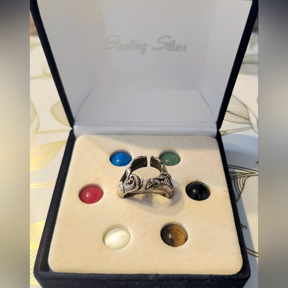 925 Sterling Silver Interchangeable Ring With Gem… - image 2